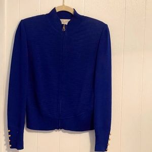 Royal Blue St. John Zippered Sweater
